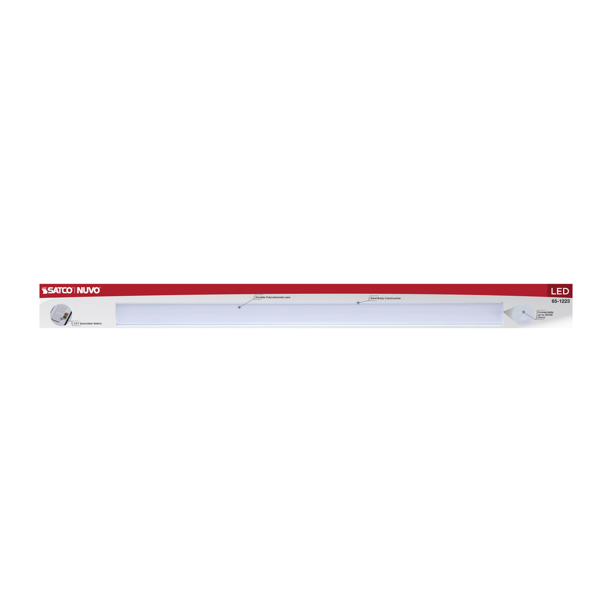 LED 2 Foot Connectable Strip Light - 20 Watts - 27K/30K/35K/40K/50K CCT Selectable - White Finish - 120 Volt