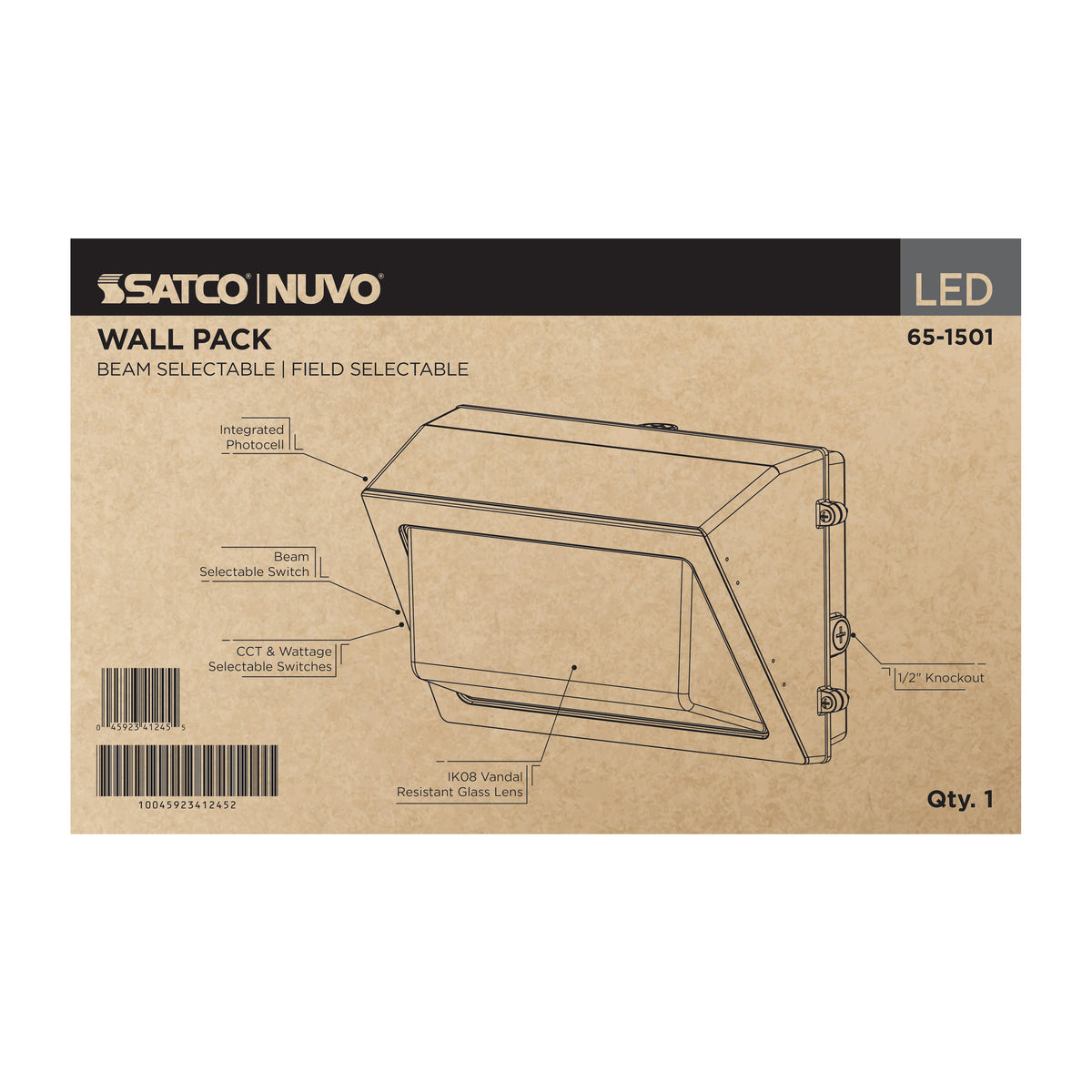 120/100/80 Wattage Selectable LED Wall Pack - 3K/4K/5K CCT Selectable - 60/90/110 Beam Angle Selectable - 120-347 Volt - Bronze Finish
