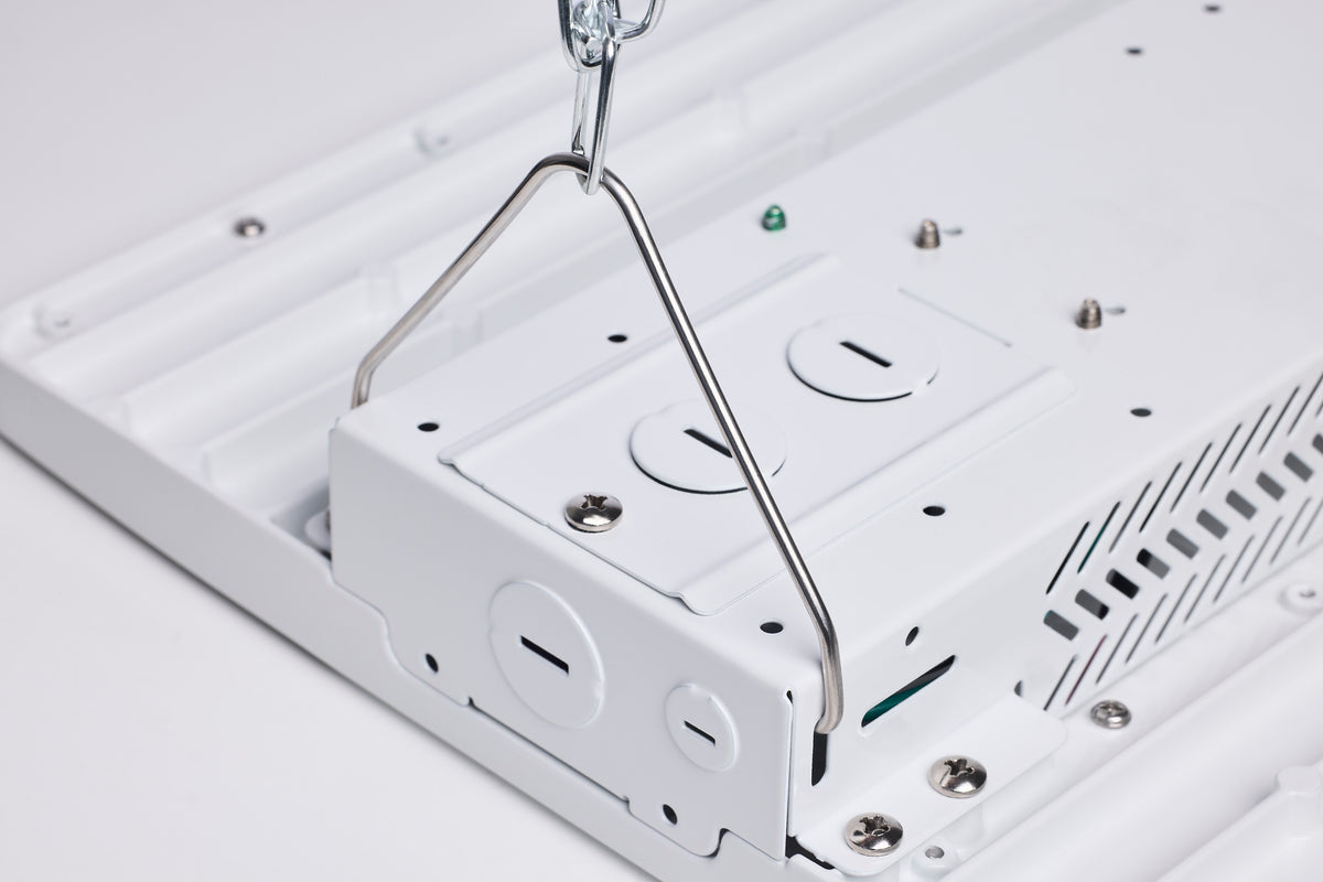 LED Linear High Bay - 105/90/70 Wattage Selectable - 3K/4K/5K CCT Selectable - Beam Angle Selectable - White Finish - 120-347 Volt