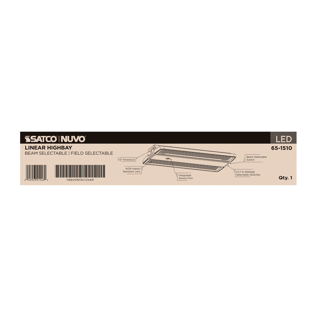 LED Linear High Bay - 105/90/70 Wattage Selectable - 3K/4K/5K CCT Selectable - Beam Angle Selectable - White Finish - 120-347 Volt