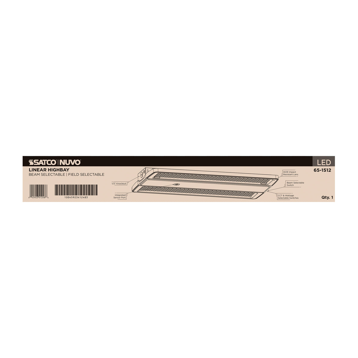 LED Linear High Bay - 240/220/180 Wattage Selectable - 3K/4K/5K CCT Selectable - Beam Angle Selectable - White Finish - 120-347 Volt