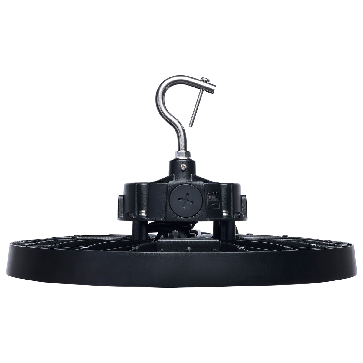 240/200/150 Wattage Selectable LED UFO High Bay - 3K/4K/5K CCT Selectable - 60/80/100 Beam Angle Selectable - Black Finish - 120-347 Volt