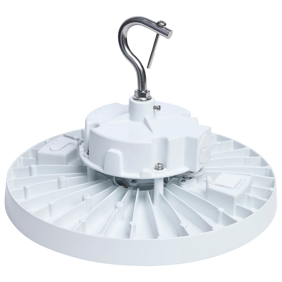 120/100/80 Wattage Selectable LED UFO High Bay - 3K/4K/5K CCT Selectable - 60/80/100 Beam Angle Selectable - White Finish - 120-347 Volt