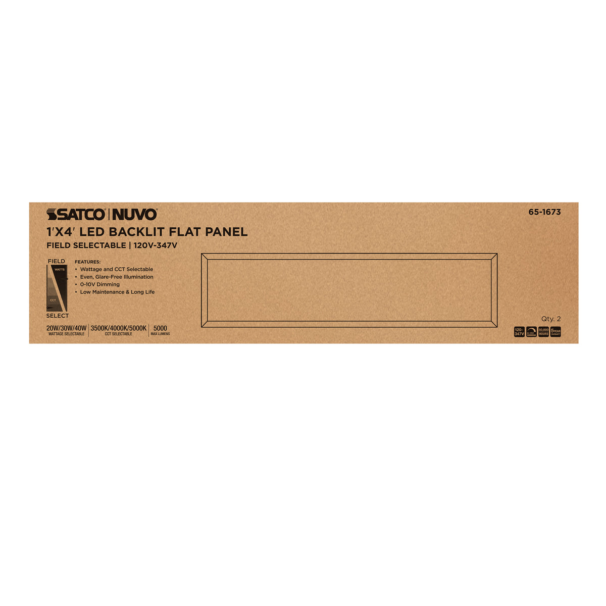 20/30/40 Wattage Selectable LED 1ft x 4ft Backlit Panel - 35K/4K/5K CCT Selectable - 120-347 Range Voltage - White Finish