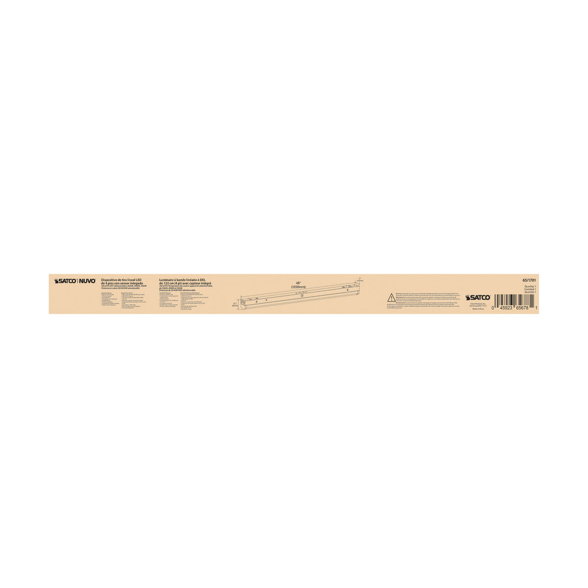 4 ft. LED - Linear Strip Light - Wattage and CCT Selectable - White Finish - Microwave Sensor
