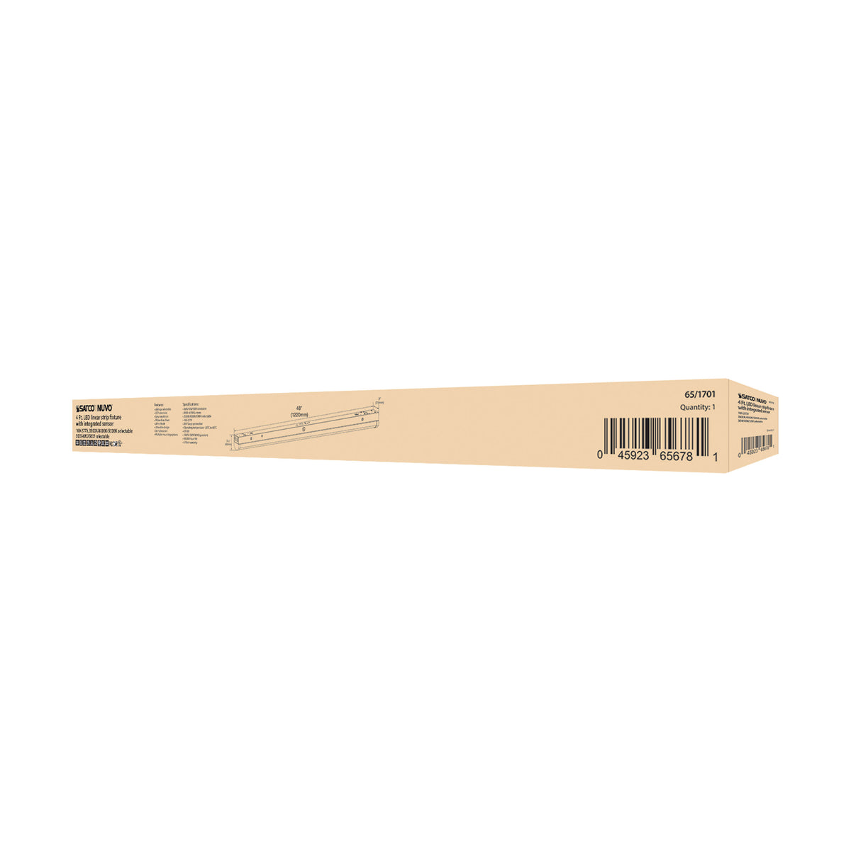 4 ft. LED - Linear Strip Light - Wattage and CCT Selectable - White Finish - Microwave Sensor