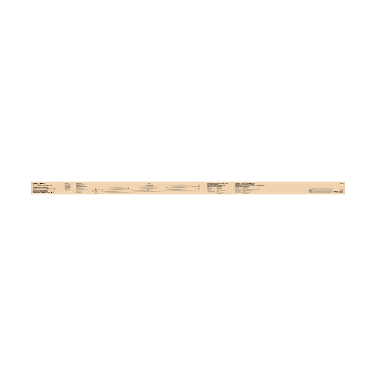8 ft. LED - Linear Strip Light - Wattage and CCT Selectable - White Finish - Microwave Sensor