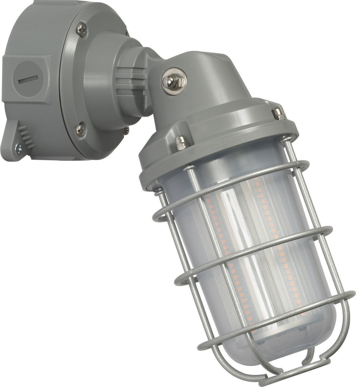 LED Adjustable Vapor Tight Fixture - 20W - 3000K - Gray Finish - 100-277V