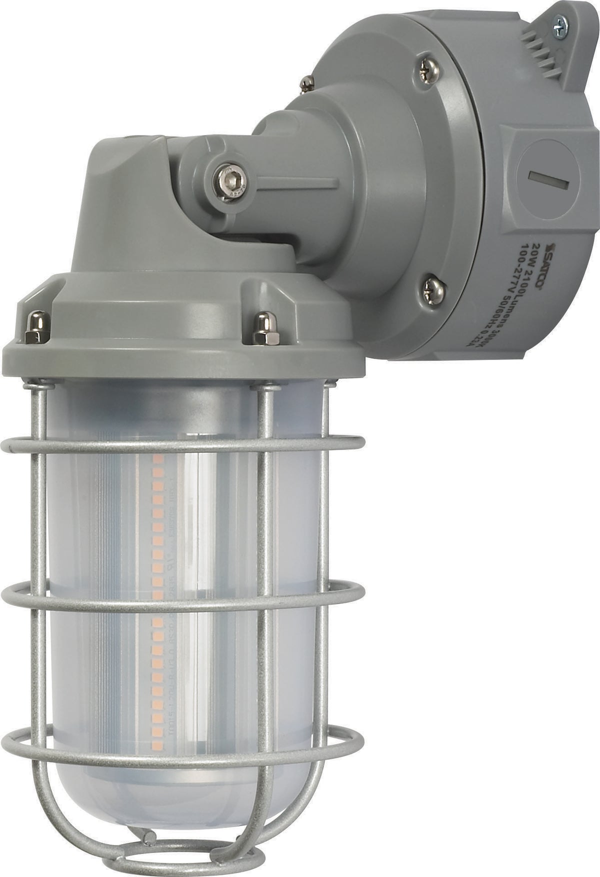 LED Adjustable Vapor Tight Fixture - 20W - 3000K - Gray Finish - 100-277V