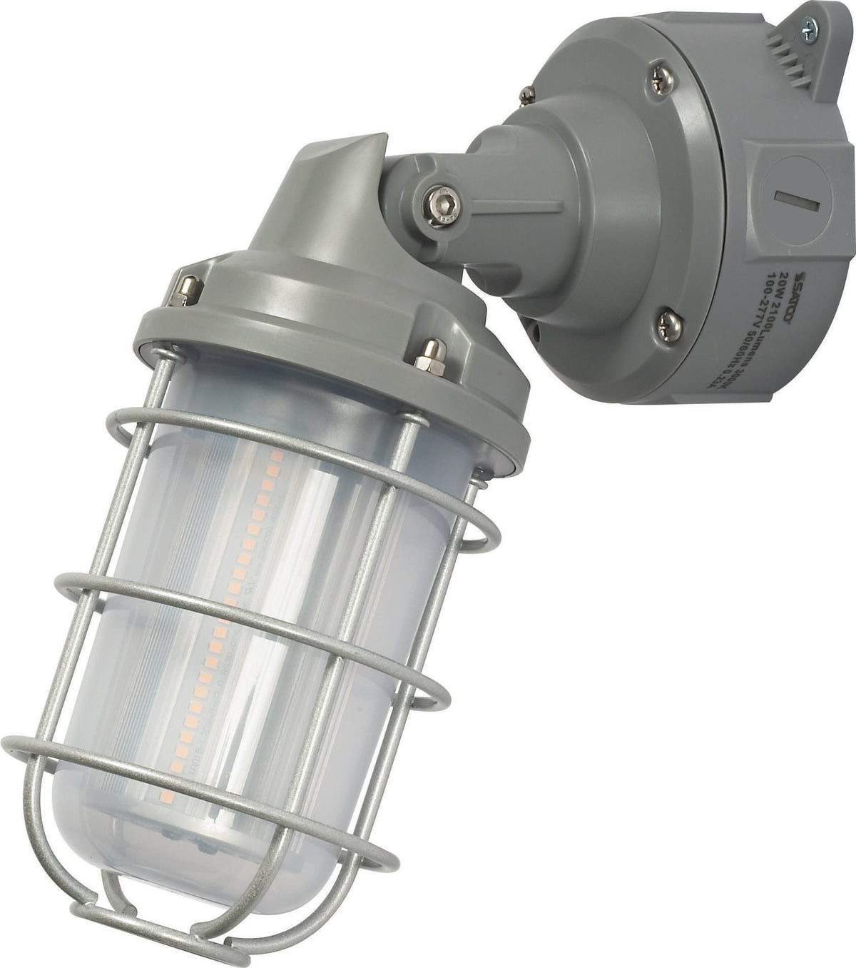 LED Adjustable Vapor Tight Fixture - 20W - 4000K - Gray Finish - 100-277V