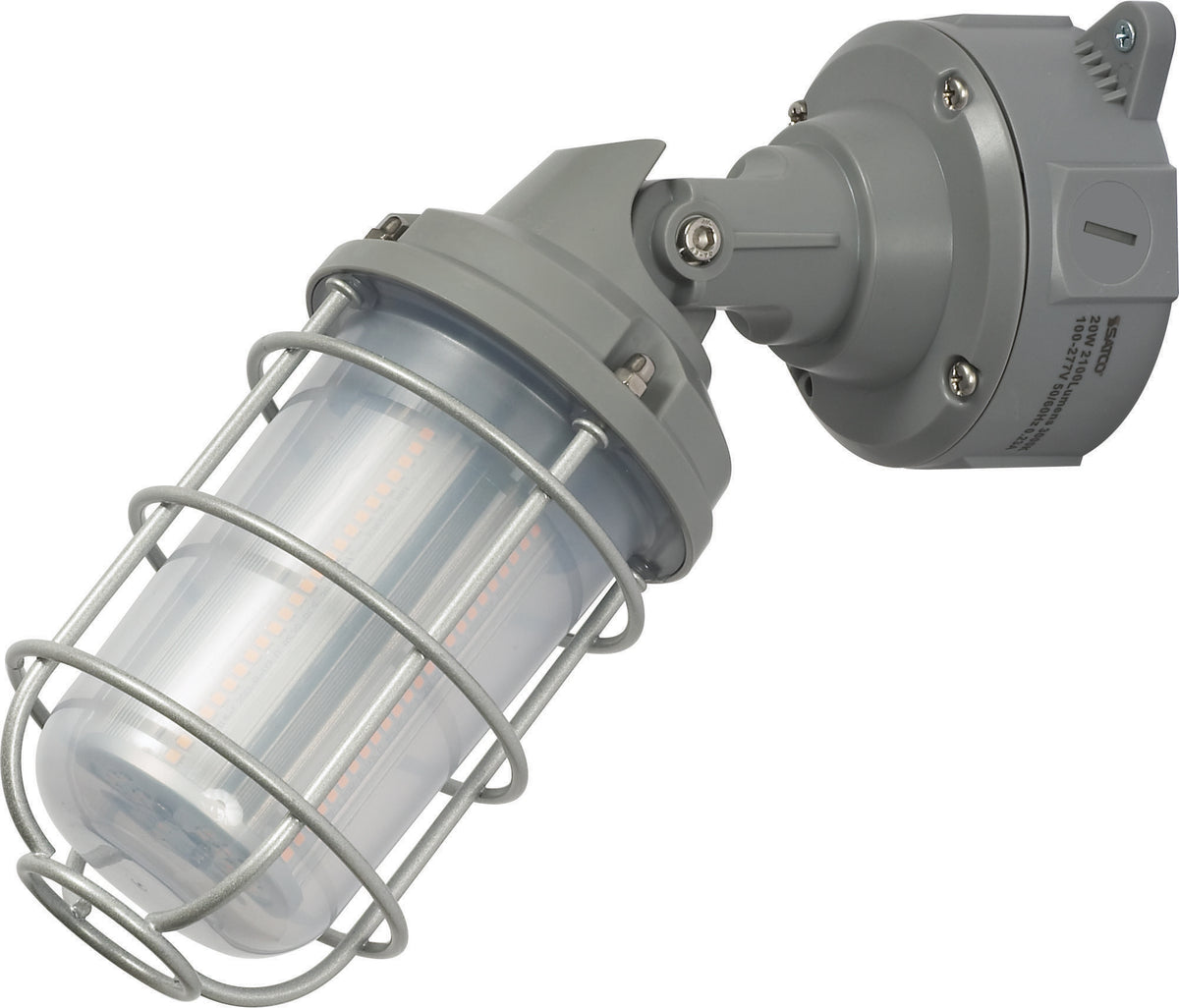 LED Adjustable Vapor Tight Fixture - 20W - 4000K - Gray Finish - 100-277V