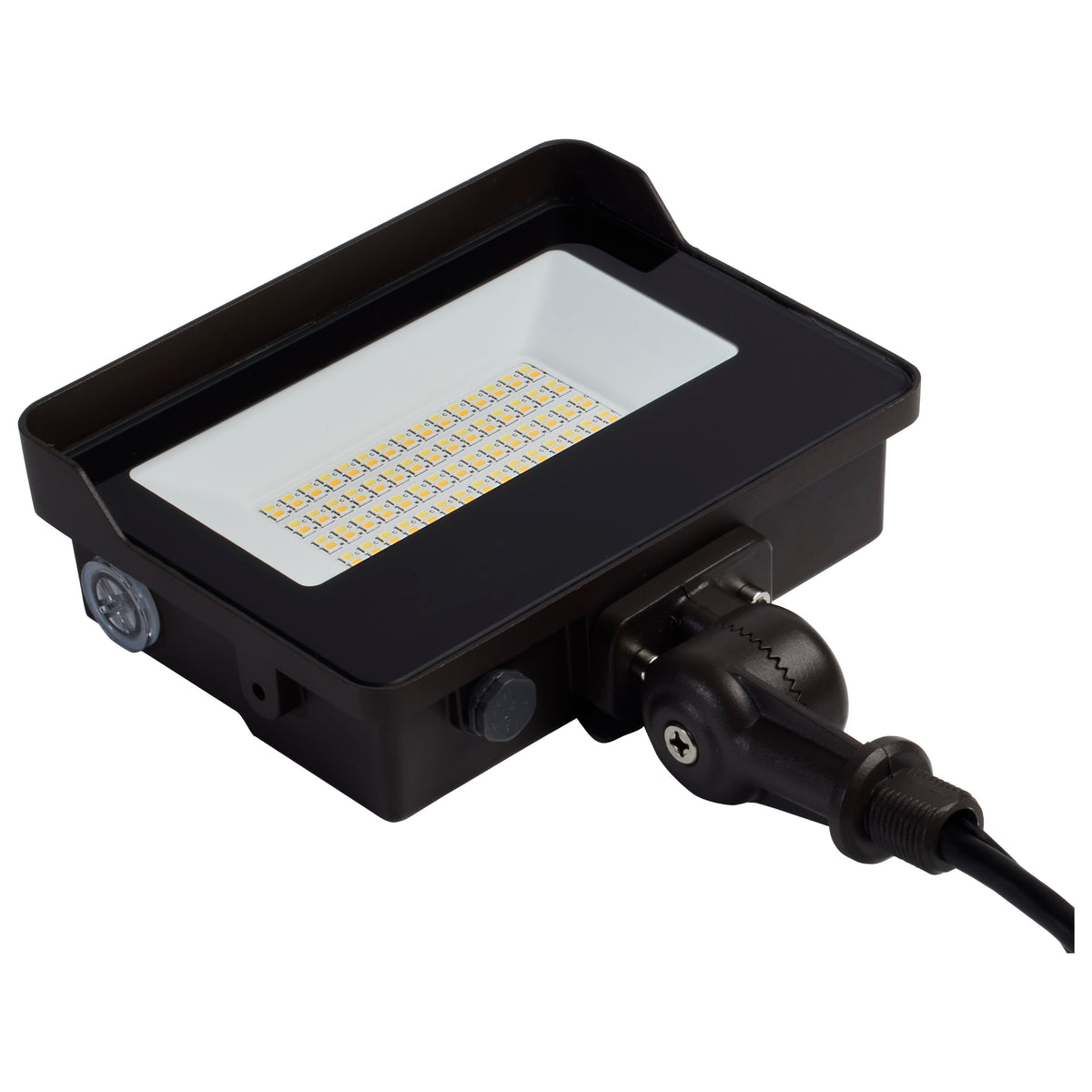 LED Tempered Glass Flood Light with Bypassable Photocell - CCT Selectable 3K/4K/5K - Wattage Adjustable 15W/25W/35W - ColorQuick and PowerQuick Technology - Bronze Finish