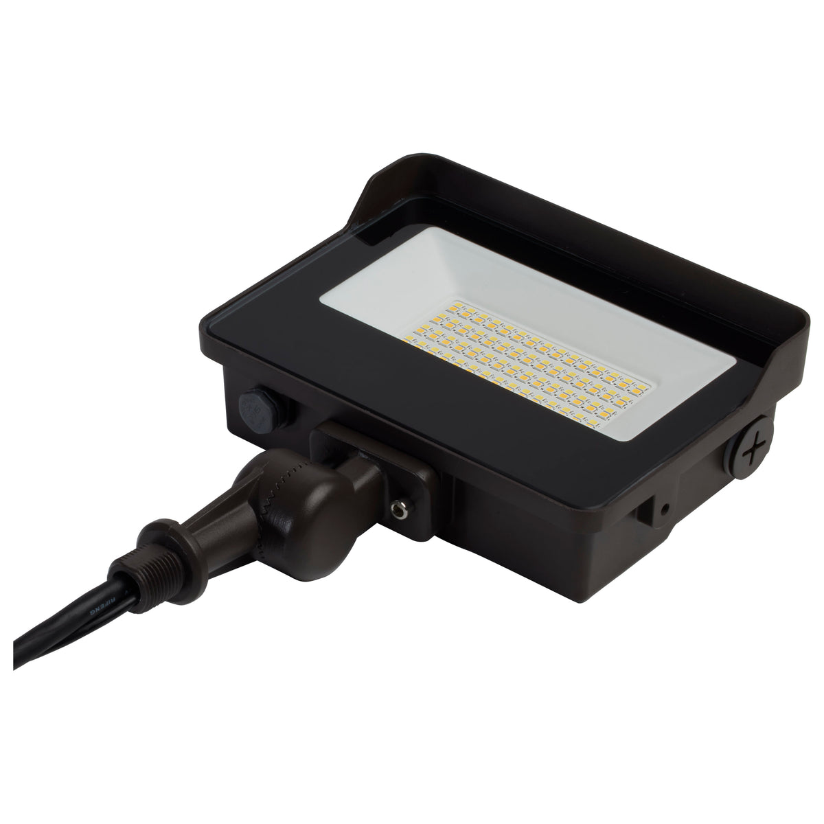 LED Tempered Glass Flood Light with Bypassable Photocell - CCT Selectable 3K/4K/5K - Wattage Adjustable 15W/25W/35W - ColorQuick and PowerQuick Technology - Bronze Finish