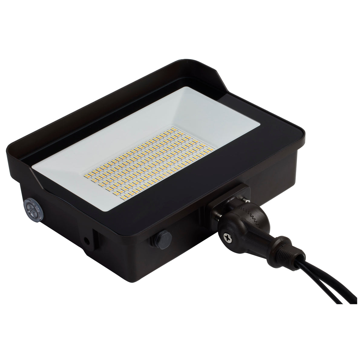 LED Tempered Glass Flood Light with Bypassable Photocell - CCT Selectable 3K/4K/5K - Wattage Adjustable 45W/60W/80W - ColorQuick and PowerQuick Technology - Bronze Finish