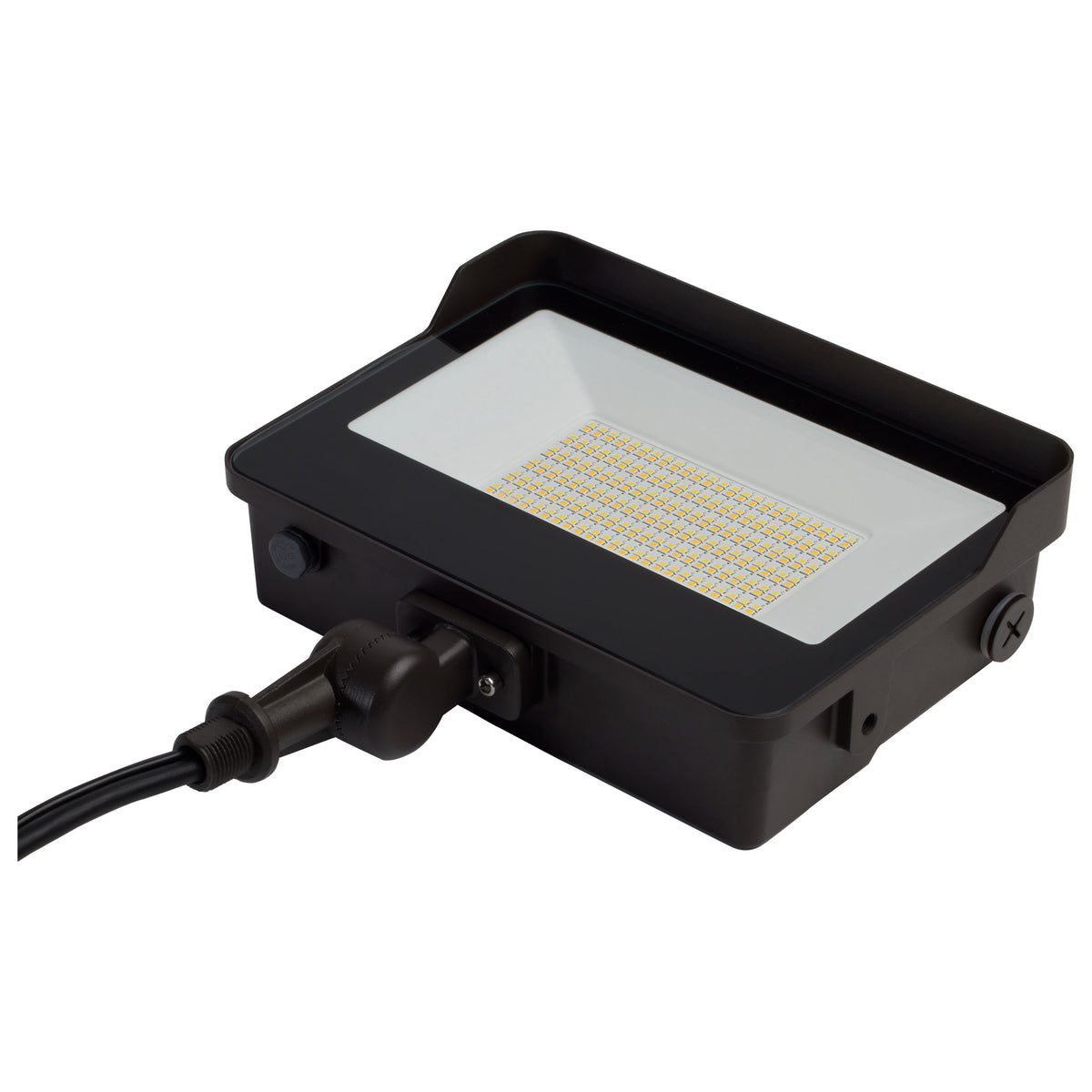 LED Tempered Glass Flood Light with Bypassable Photocell - CCT Selectable 3K/4K/5K - Wattage Adjustable 45W/60W/80W - ColorQuick and PowerQuick Technology - Bronze Finish