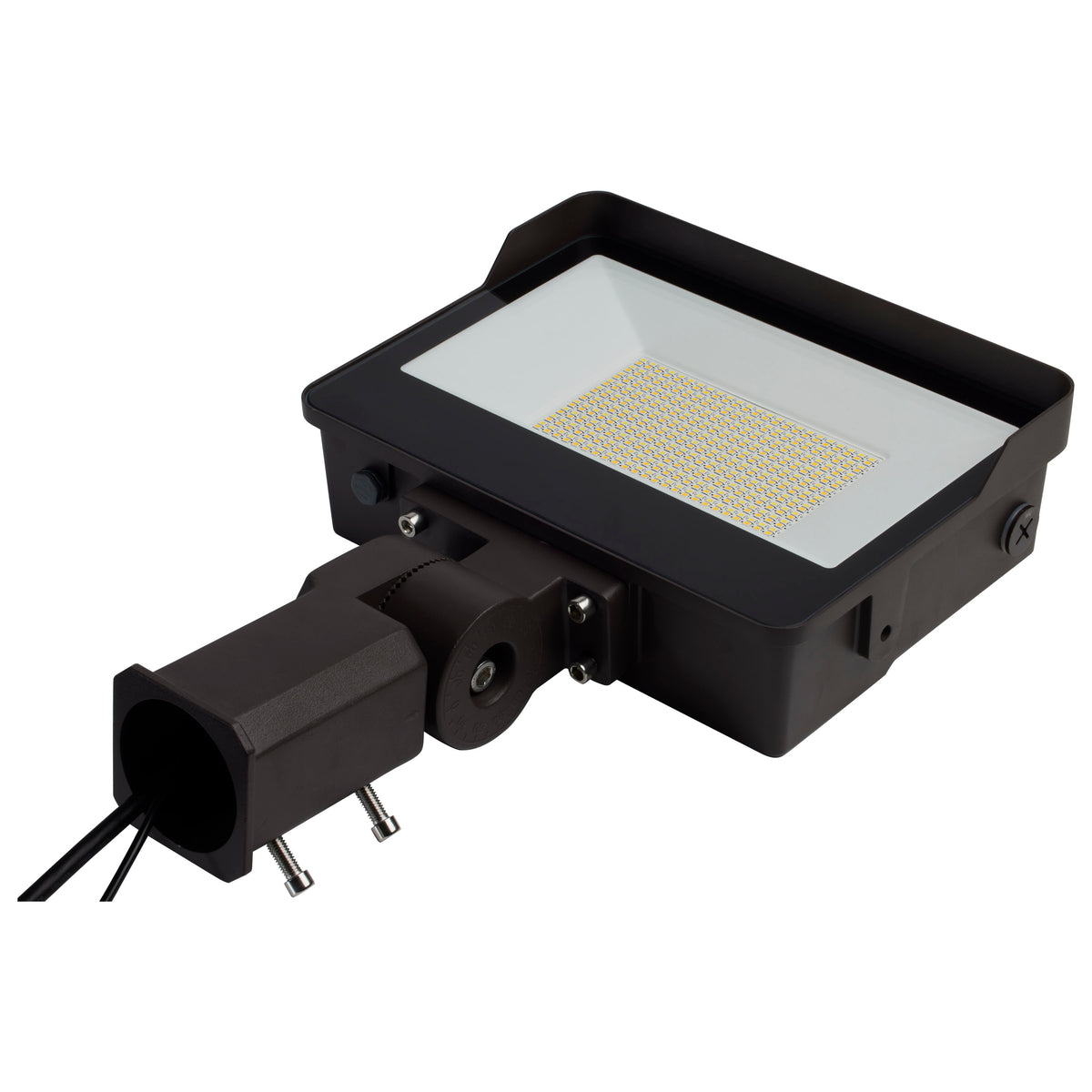 LED Tempered Glass Flood Light with Bypassable Photocell - CCT Selectable 3K/4K/5K - Wattage Adjustable 100W/125W/150W - ColorQuick and PowerQuick Technology - Bronze Finish