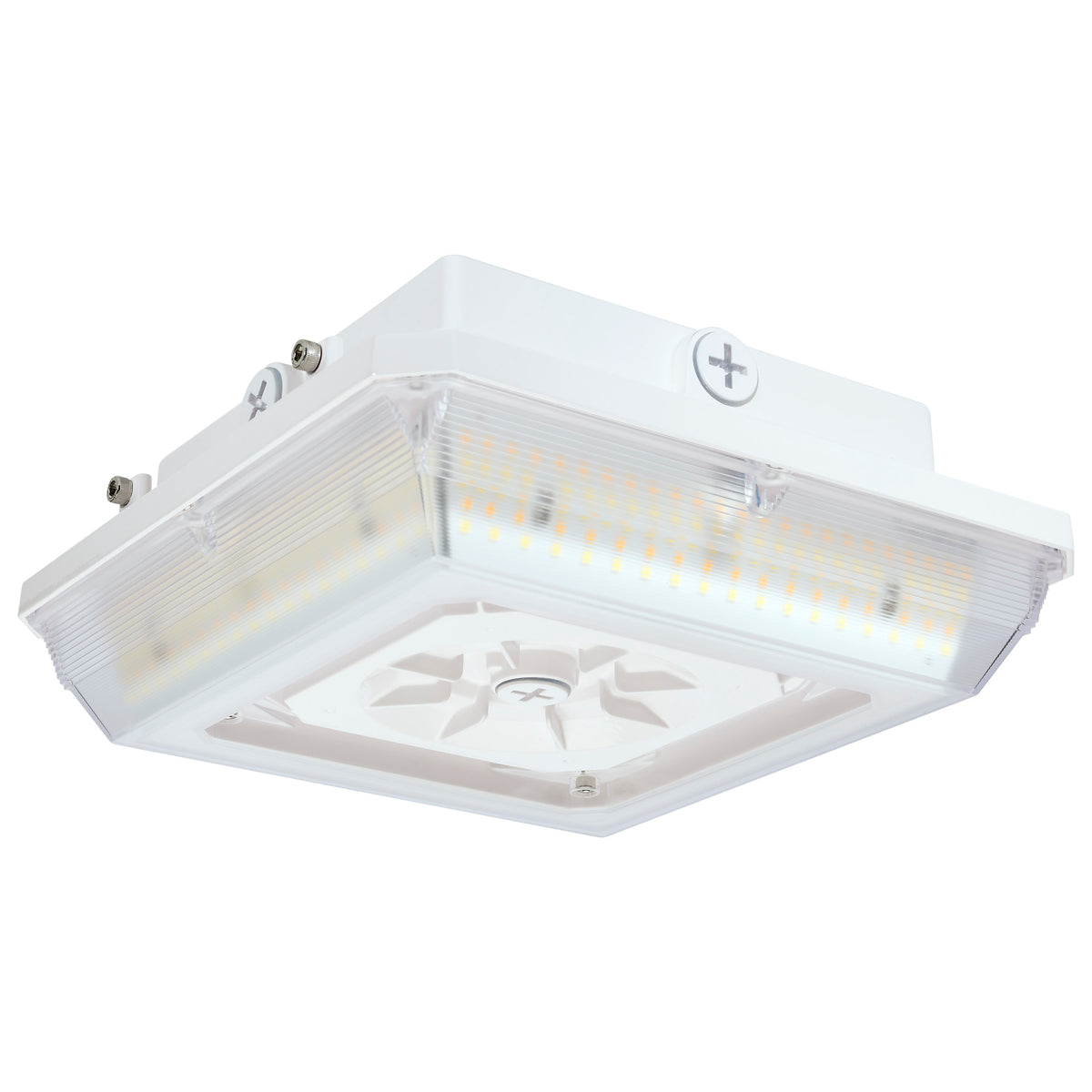 Square LED - Wide Beam Angle Canopy Light - 3K/4K/5K Selectable - 20W/30W/45W Wattage Selectable - White Finish for