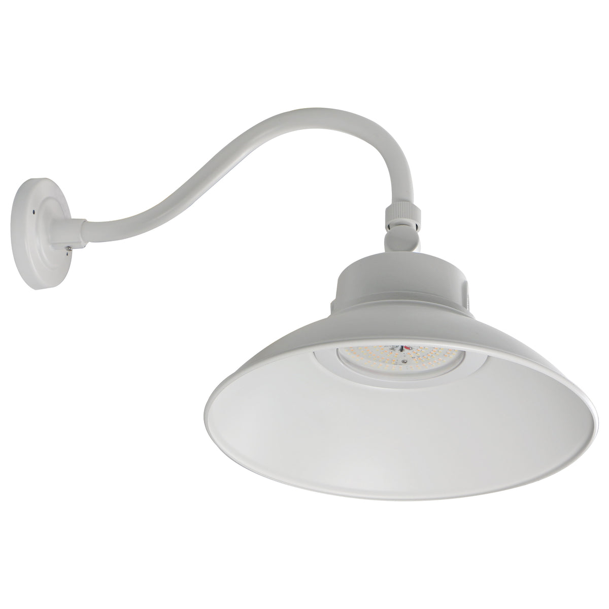 LED Gooseneck - 30W/40W/50W - Selectable 3K/4K/5K - White - 120-277V - With Photocell - White Finish