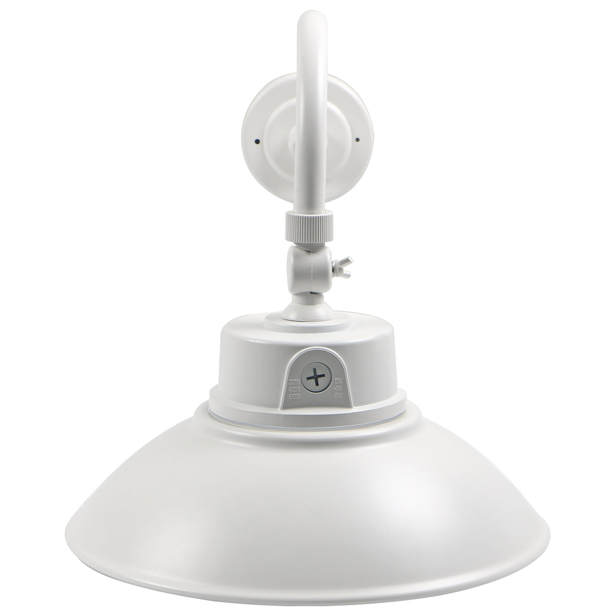 LED Gooseneck - 30W/40W/50W - CCT Selectable 3K/4K/5K - White - 120-277V - With Photocell - White Finish