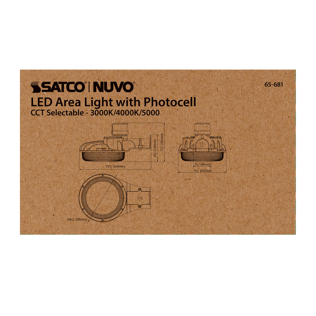 29 Watt LED Area Light with Photocell - CCT Selectable and Dimmable - Gray Finish - 120-277 Volts - Ultra Bright Lumens