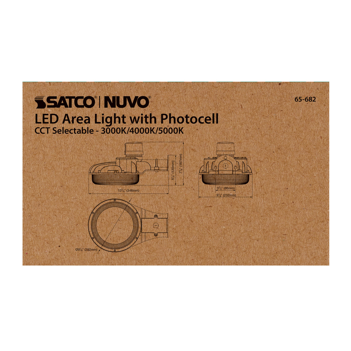 40 Watt LED Area Light with Photocell - CCT Selectable and Dimmable - Gray Finish - 120-277 Volts - Ultra Bright Lumens