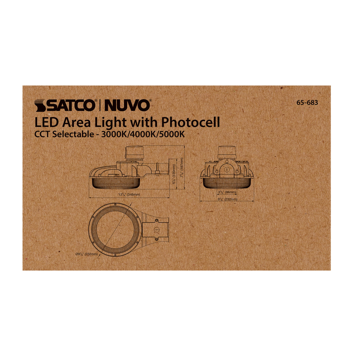 60 Watt LED Area Light with Photocell - CCT Selectable and Dimmable - Gray Finish - 120-277 Volts - Ultra Bright Lumens