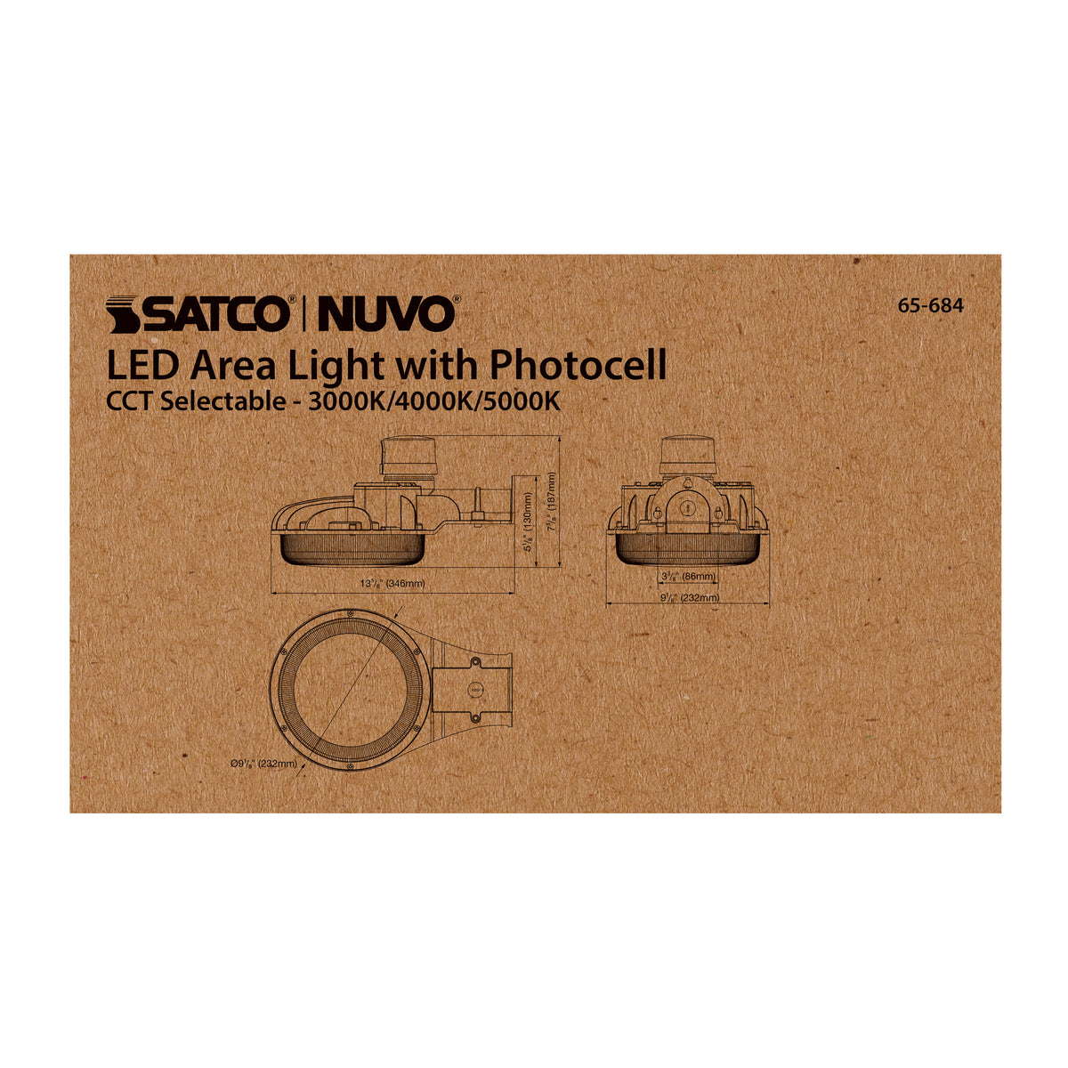 29 Watt LED Area Light with Photocell - CCT Selectable and Dimmable - Bronze Finish - 120-277 Volts - Ultra Bright Lumens