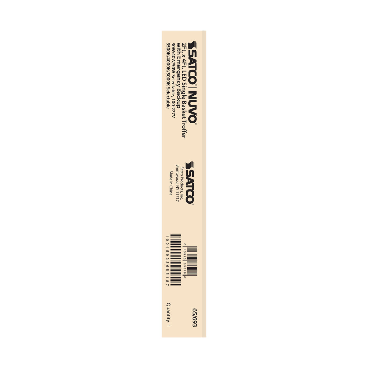 2X4 Emergency Backup - Single Basket LED Troffer Fixture - Wattage Selectable - CCT Selectable - Lumens Selectable - White Finish