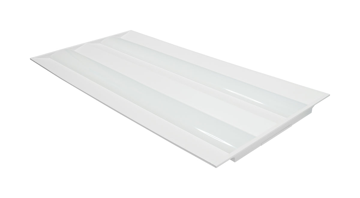 2X4 Double Basket LED Troffer Fixture - Wattage Selectable - CCT Selectable - Lumens Selectable - 100-277V - White Finish