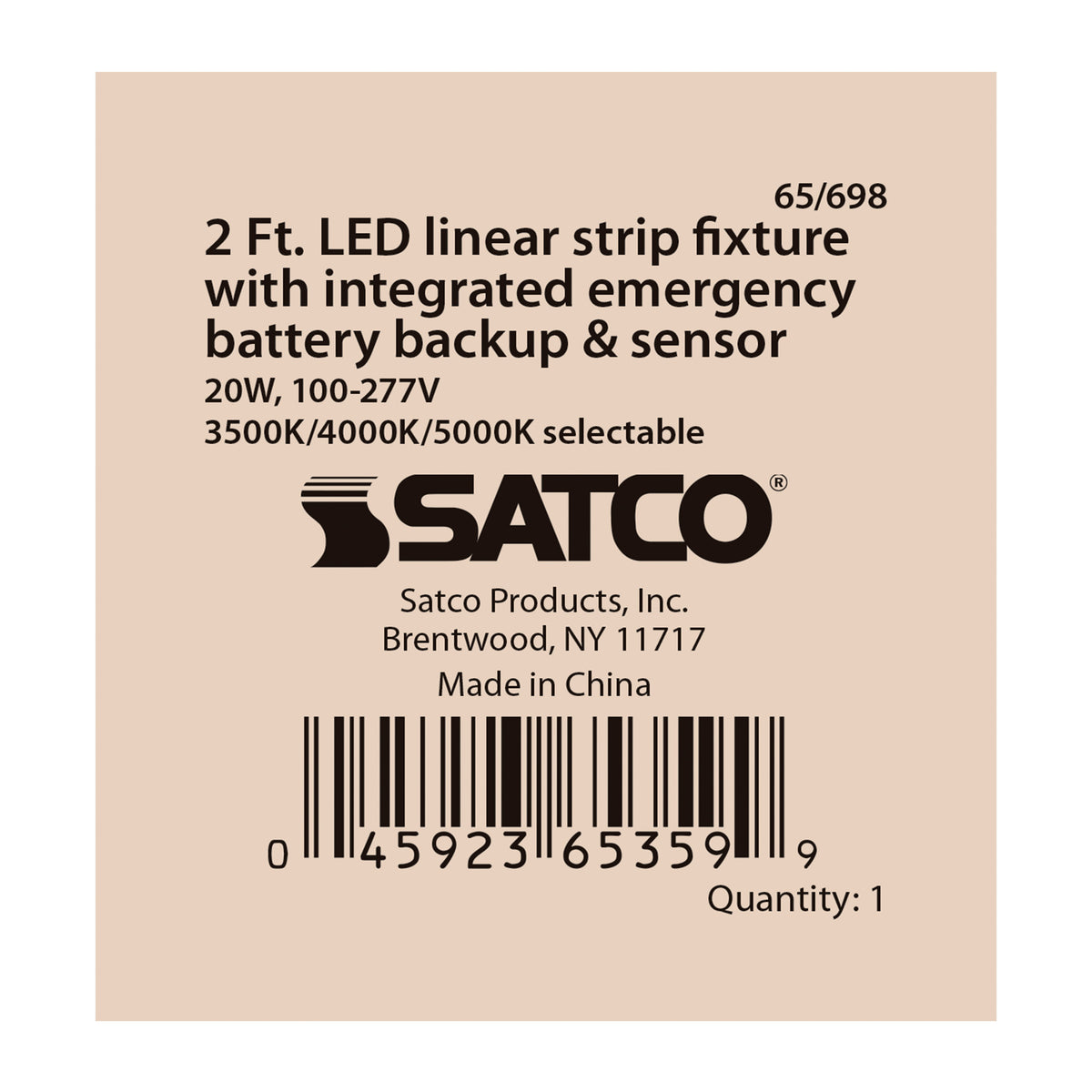 LED 2 ft. - Linear Strip Light - 20W - White Finish - CCT Selectable - 100-277V - Integrated EM & Sensor