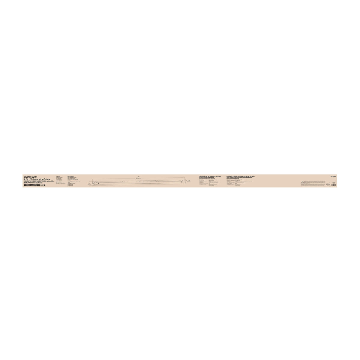 8 Foot LED Linear Strip Light - Field Selectable - White Finish