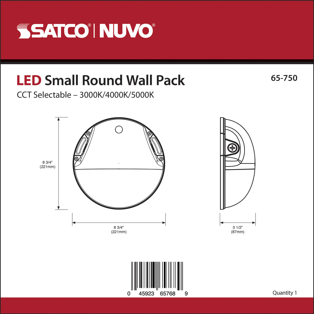 LED Small Round Wall Pack - 20W - CCT Selectable - Bypassable Photocell - 120-277 Volt - Black Finish