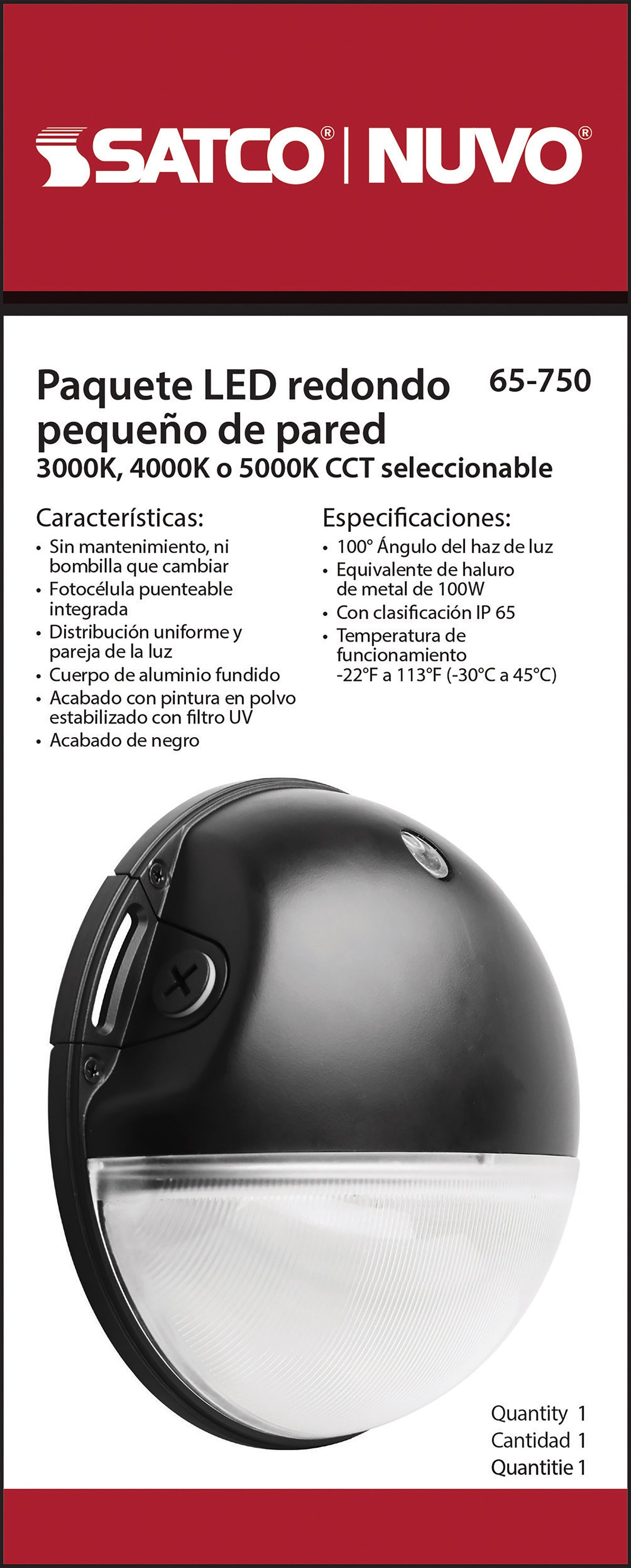 LED Small Round Wall Pack - 20W - CCT Selectable - Bypassable Photocell - 120-277 Volt - Black Finish
