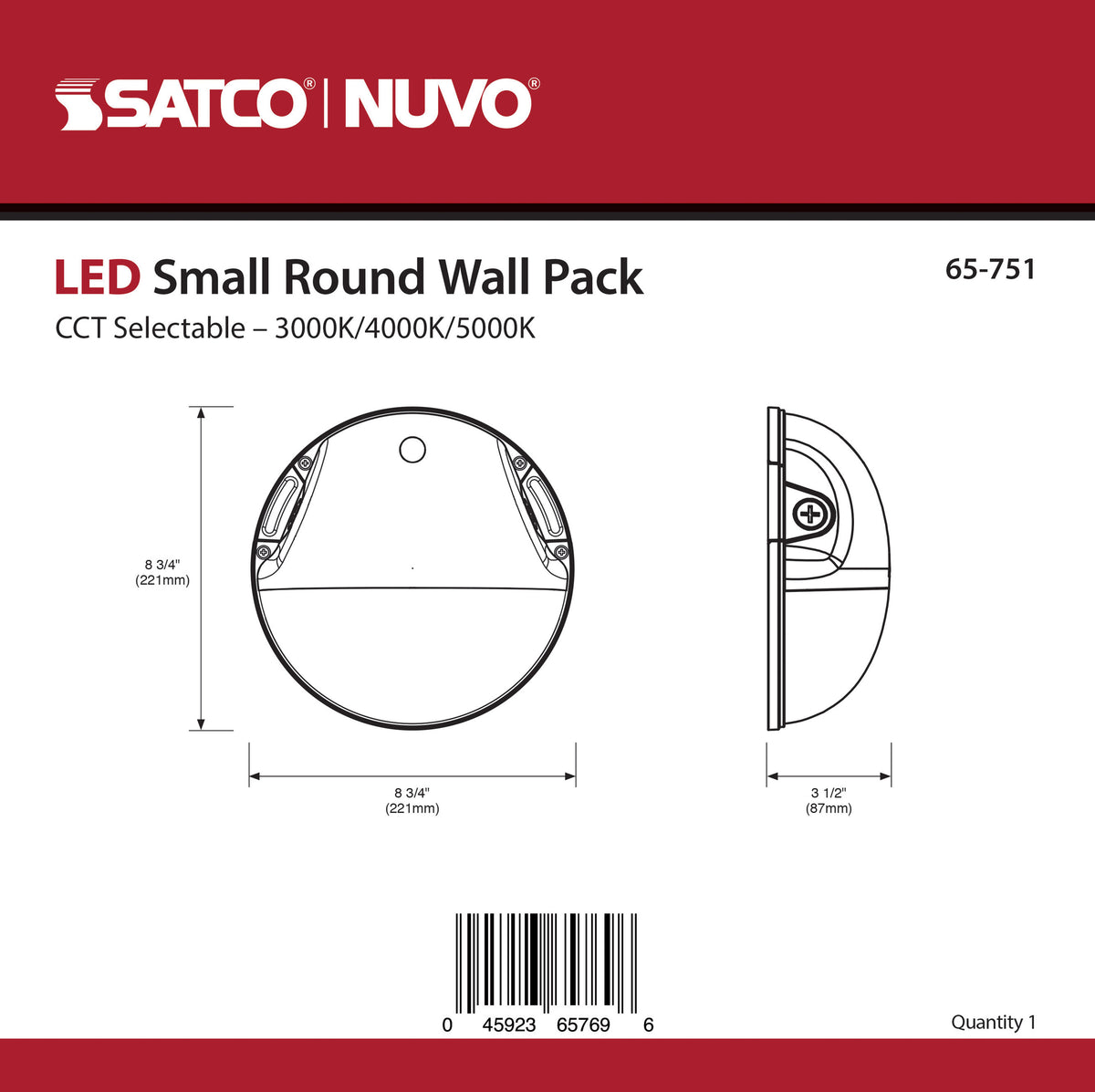 LED Small Round Wall Pack - 20W - CCT Selectable - Bypassable Photocell - 120-277 Volt - Bronze Finish