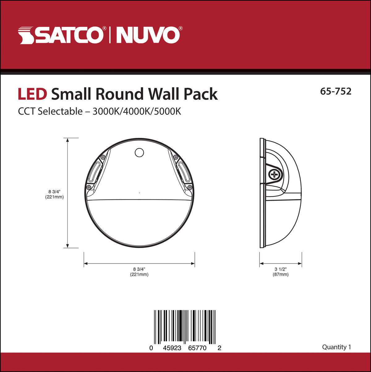 LED Small Round Wall Pack - 20W - CCT Selectable - Bypassable Photocell - 120-277 Volt - White Finish