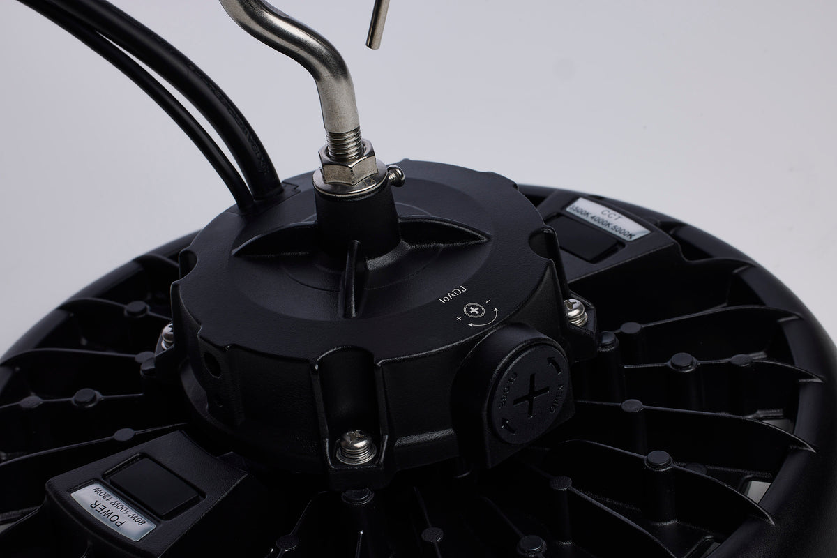 Wattage 80W/100W/120W and CCT Selectable 3K/4K/5K LED UFO High Bay - 120-347 Volt - Black Finish