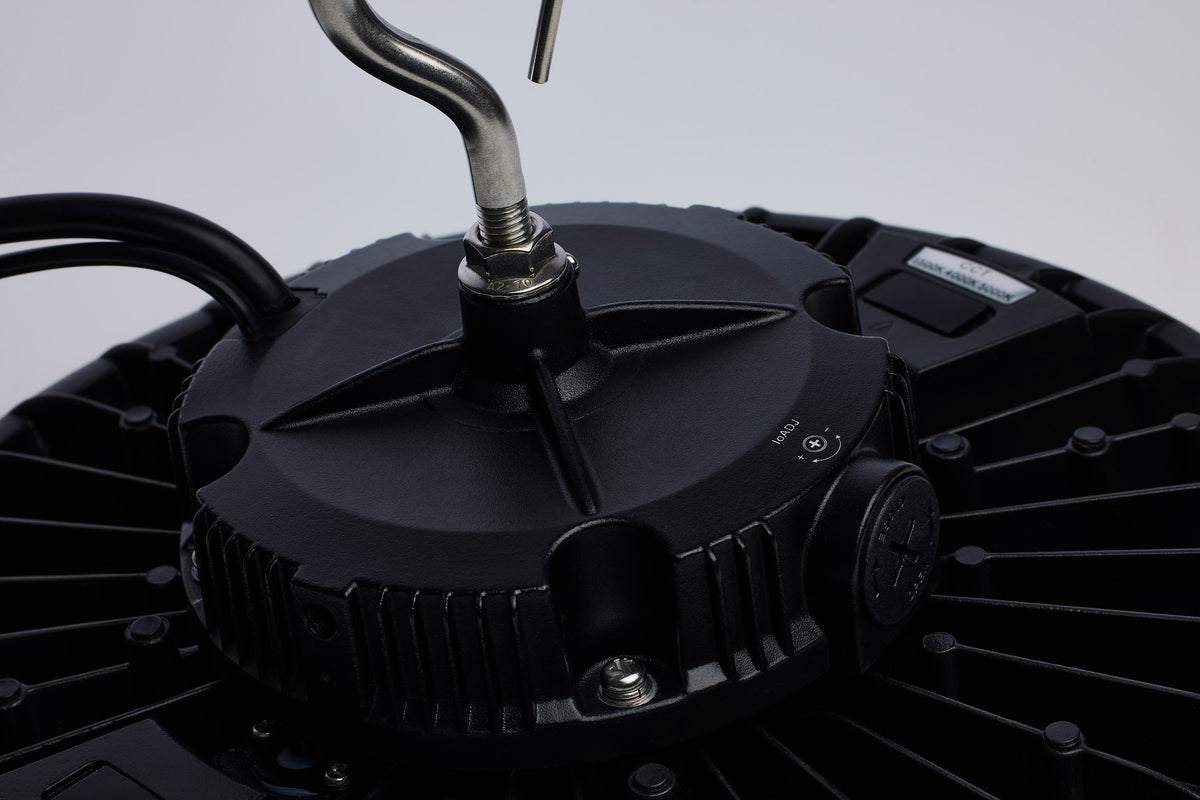 Wattage 150W/175W/200W and CCT Selectable 3K/4K/5K LED UFO High Bay - 120-347 Volt - Black Finish