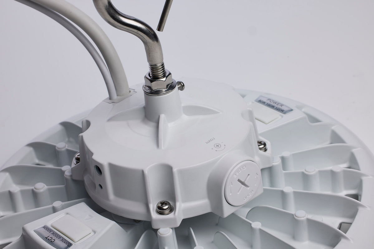 Wattage 80W/100W/120W and CCT Selectable 3K/4K/5K LED UFO High Bay - 120-347 Volt - White Finish