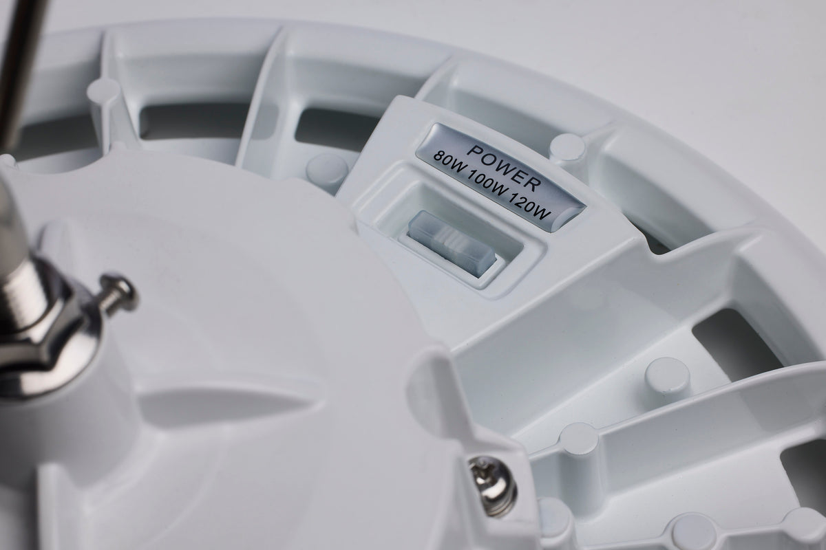Wattage 80W/100W/120W and CCT Selectable 3K/4K/5K LED UFO High Bay - 120-347 Volt - White Finish