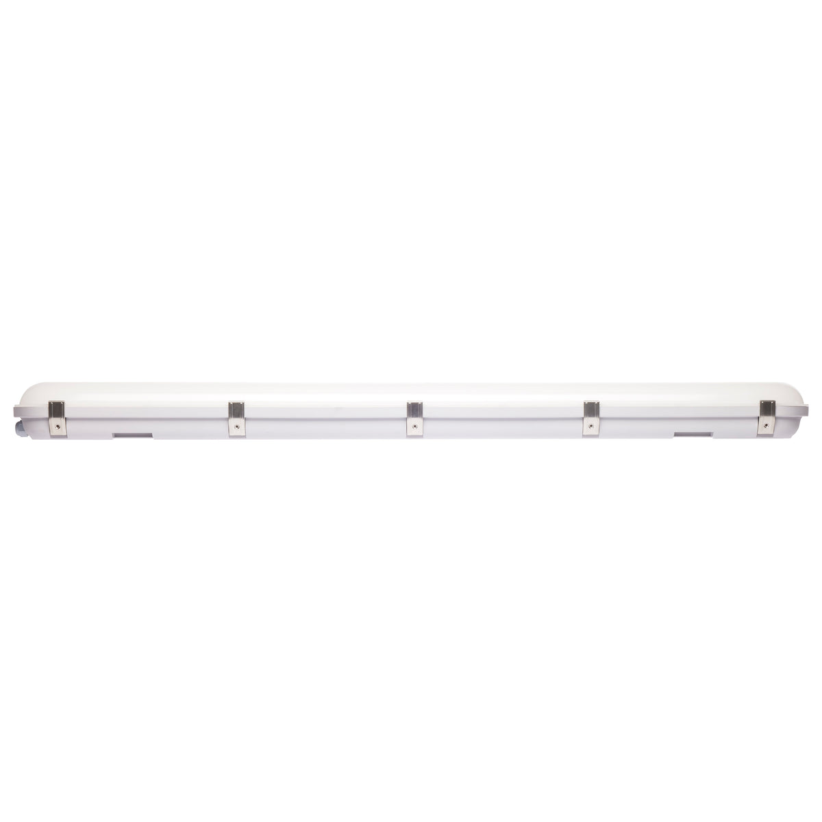 4 Foot - Vapor Proof Linear Fixture with Integrated Microwave Sensor - CCT & Wattage Selectable - IP65 and IK08 Rated - 120V-347V - Gray Finish