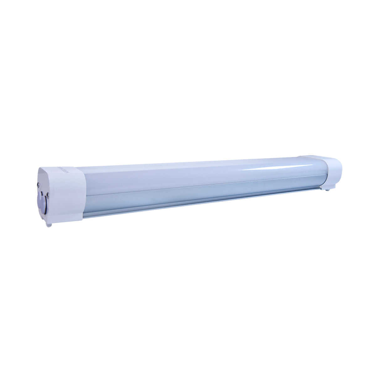 2 Foot - 20 Watt - LED Tri-Proof Linear Fixture with Integrated Microwave Sensor - CCT Selectable - IP65 and IK08 Rated - White / Gray Finish