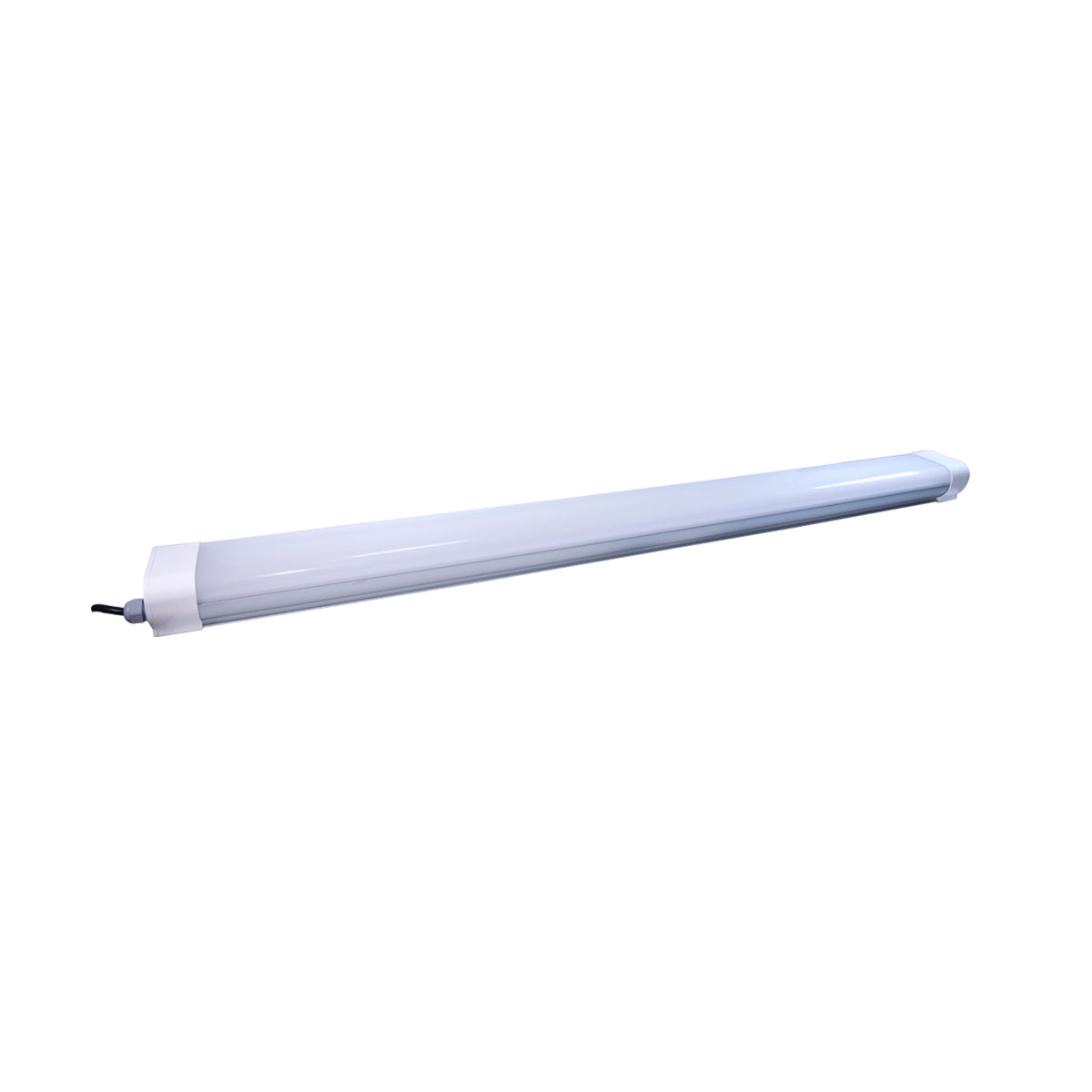 4 Foot - LED Tri-Proof Linear Fixture with Integrated Microwave Sensor - CCT & Wattage Selectable - IP65 and IK08 Rated - White / Gray Finish