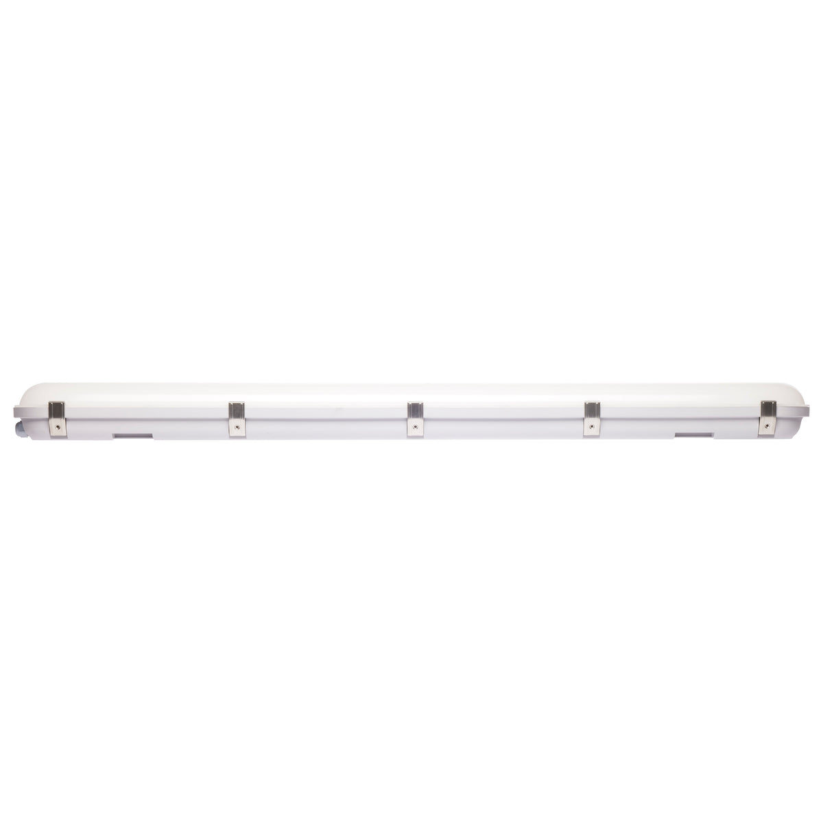 40/50/60 Watt LED 4 Foot Linear Vapor Proof Fixture - Emergency Battery - Integrated Microwave Sensor - 3K/4K/5K CCT Selectable - 120-347 Range Voltage - Gray Finish