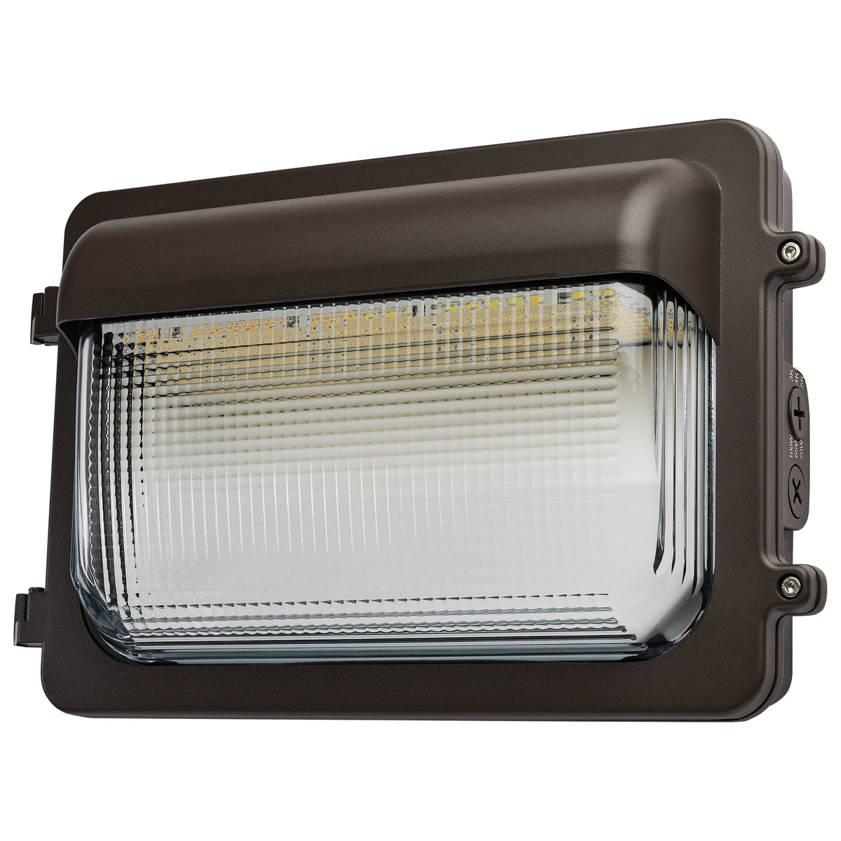 LED Low Profile Wall Pack - Wattage 70/85/100W and CCT 3K/4K/5K Selectable - Photocell - Emergency Battery - Bronze Finish