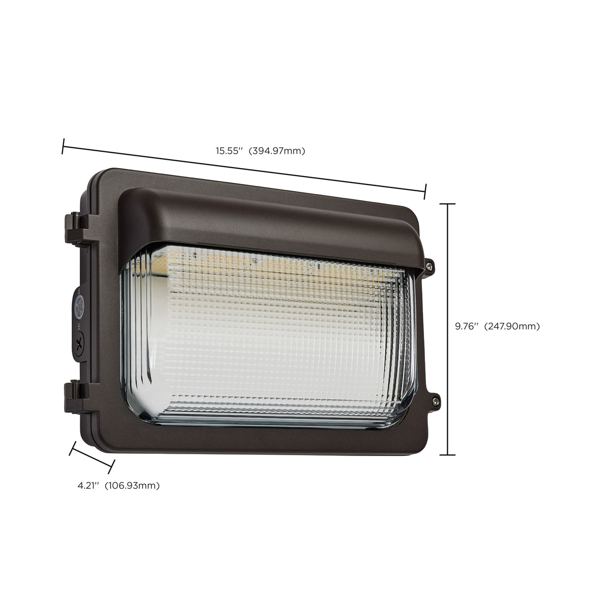 LED Low Profile Wall Pack - Wattage 70/85/100W and CCT 3K/4K/5K Selectable - Photocell - Emergency Battery - Bronze Finish