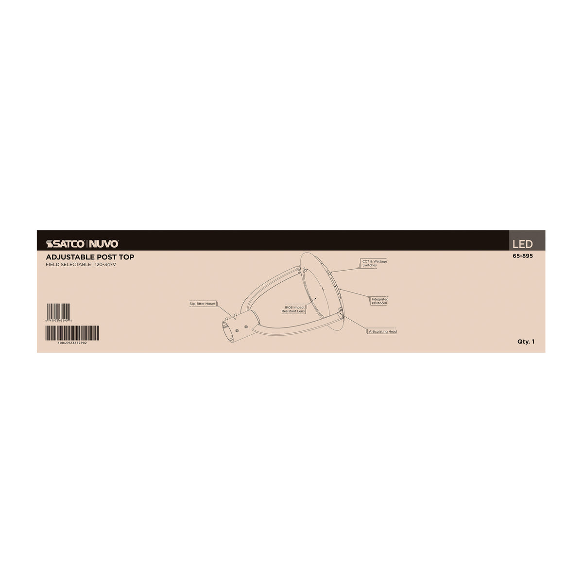 75/55/35 Watt - 3K/4K/5K CCT Small LED Post Top - Bronze - 120-347 Volt