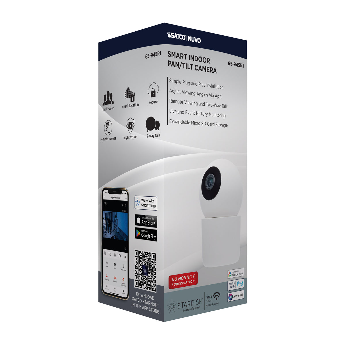 Starfish - SMART Indoor Pan & Tilt Camera - White Finish