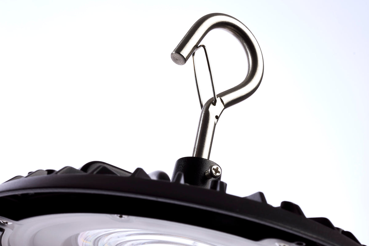 60 Watt - Hi-Pro Shop Light with Plug - 8" Dia. - 4000K - Black Finish - 120 Volt
