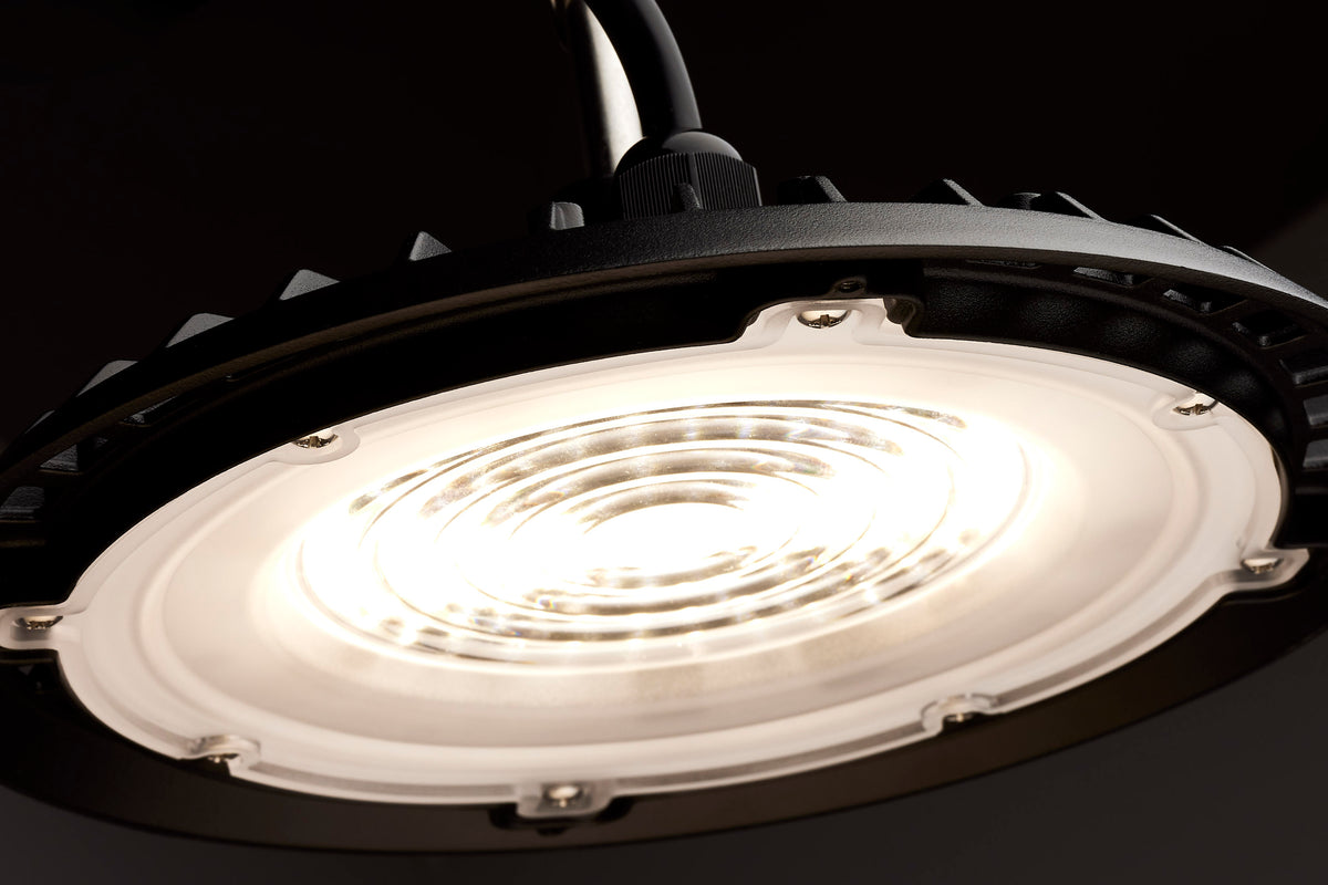 80 Watt - Hi-Pro Shop Light with Plug - 8" Dia. - 5000K - Black Finish - 120 Volt