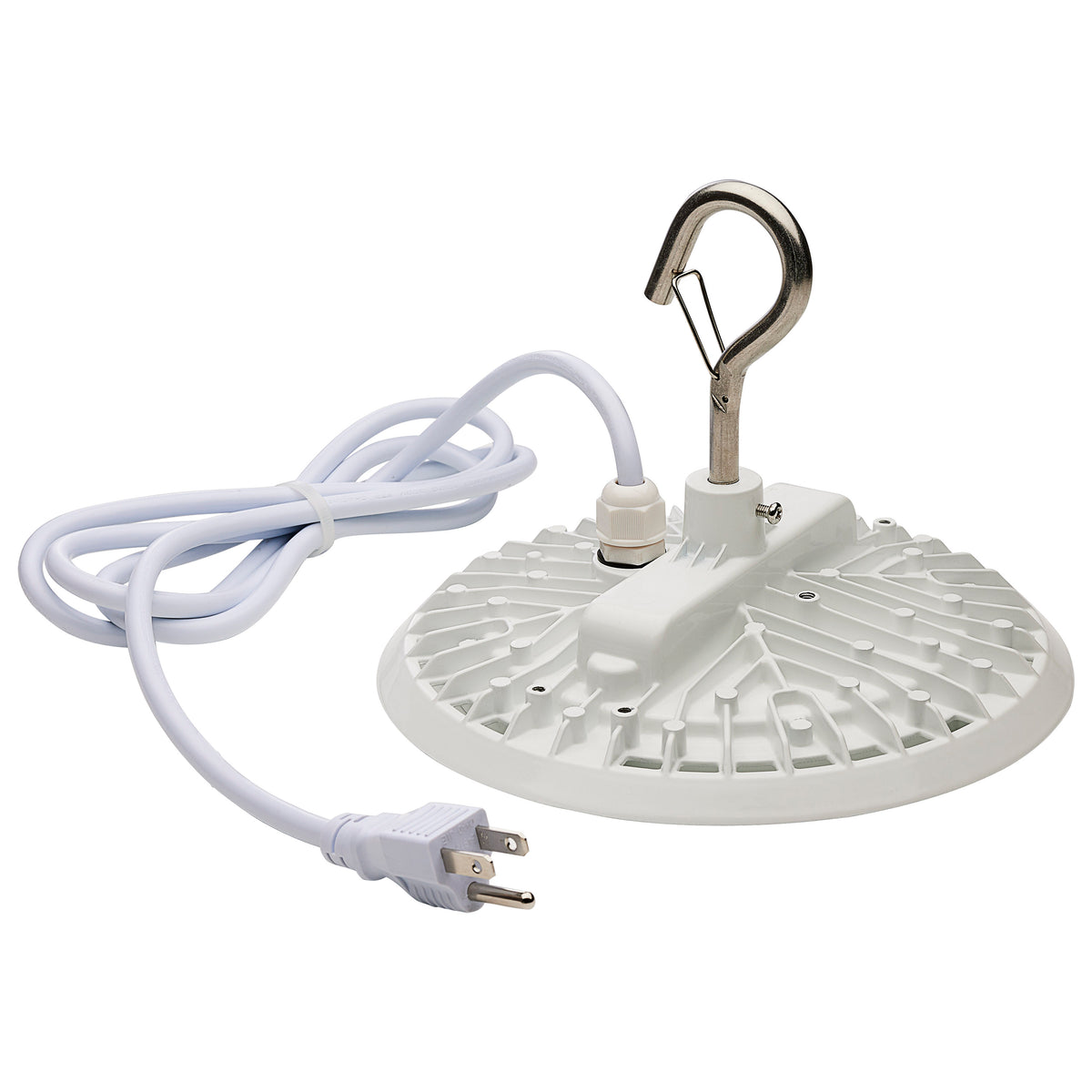 60 Watt - Hi-Pro Shop Light with Plug - 8" Dia. - 4000K - White Finish - 120 Volt